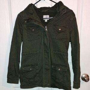 💘🖤💘 MARKET & SPRUCE HOODED UTILITY ANORAK JACKET SMALL HOODED OLIVE GREEN